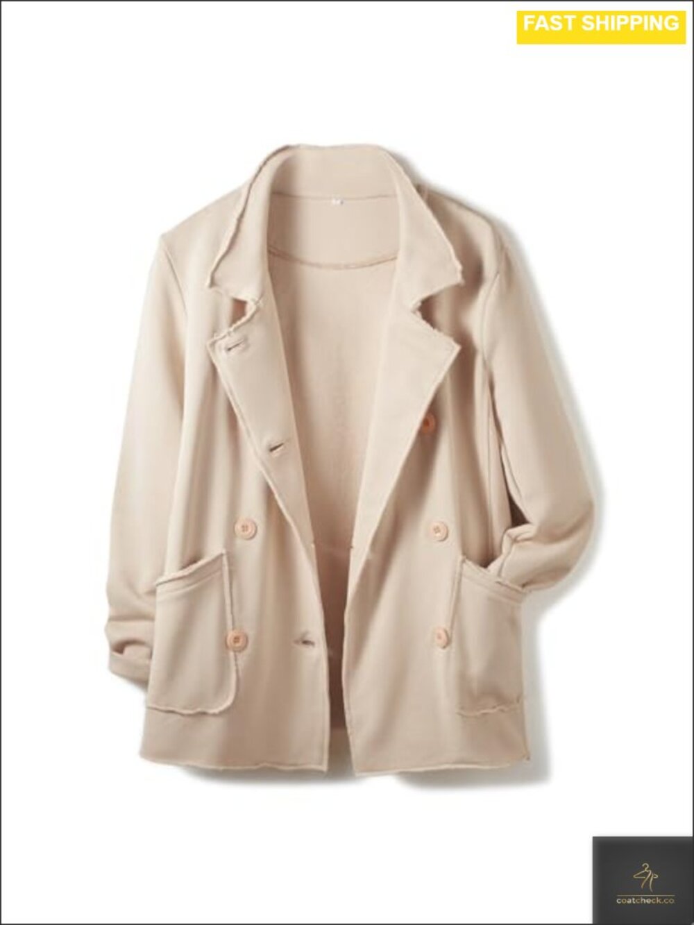 Women's Double Breasted Pea Coat Notch Lapel Relaxed Fit Button Up